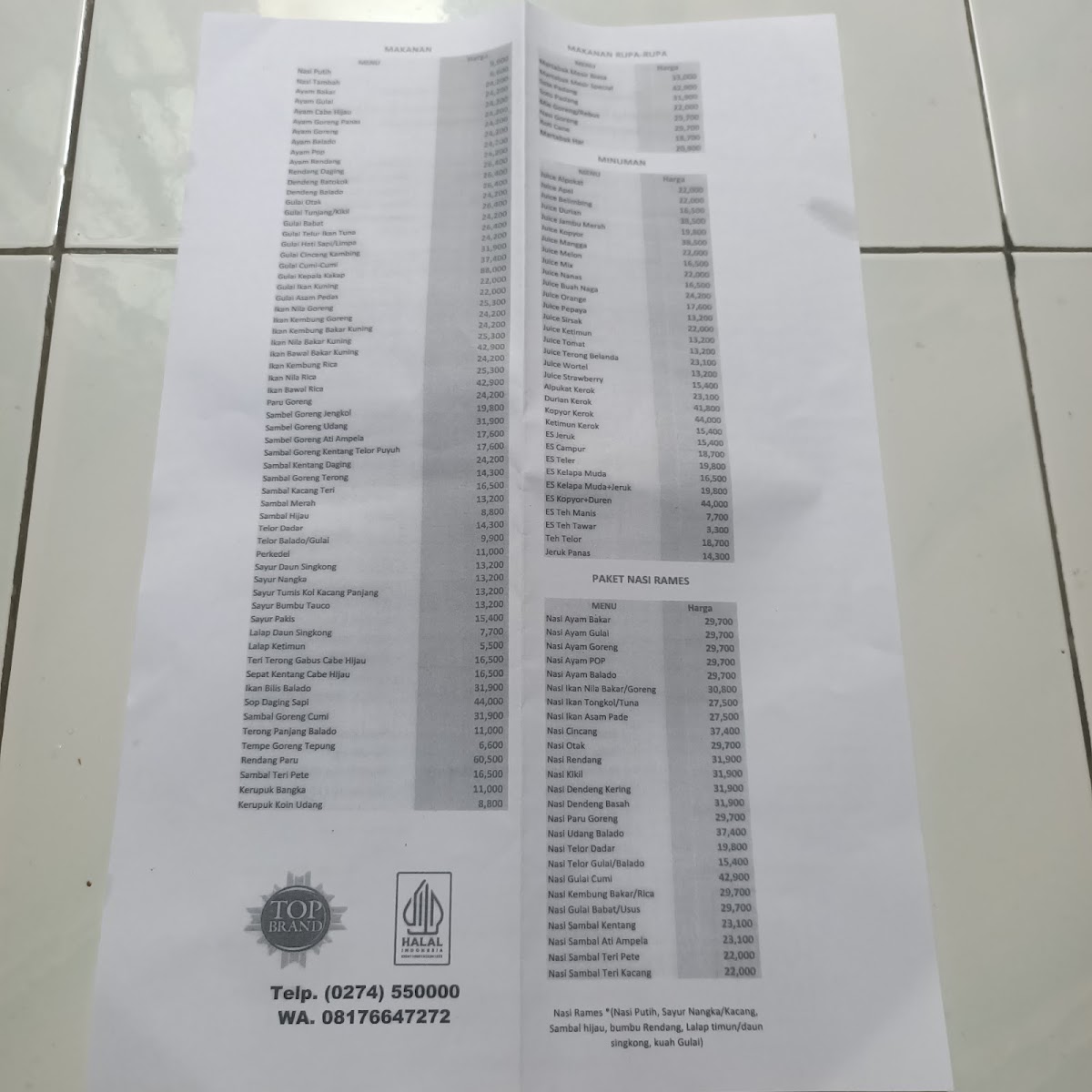 Menu Rumah Makan Padang Sederhana-2