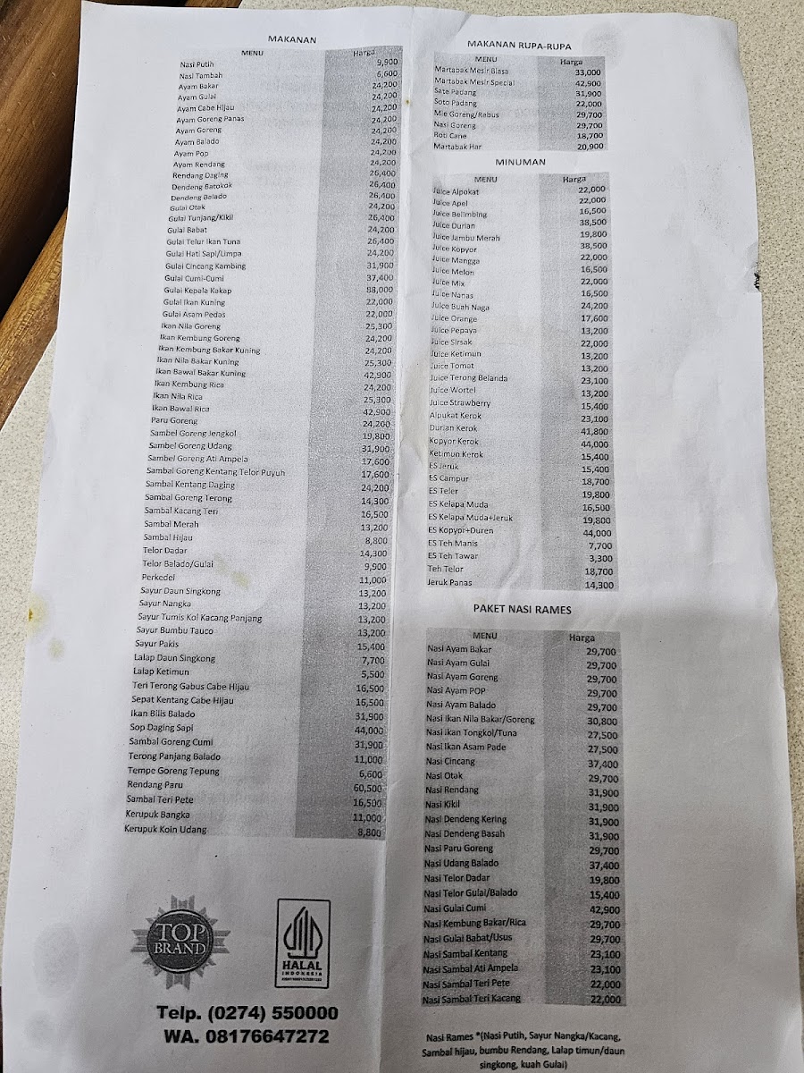 Menu Rumah Makan Padang Sederhana-3